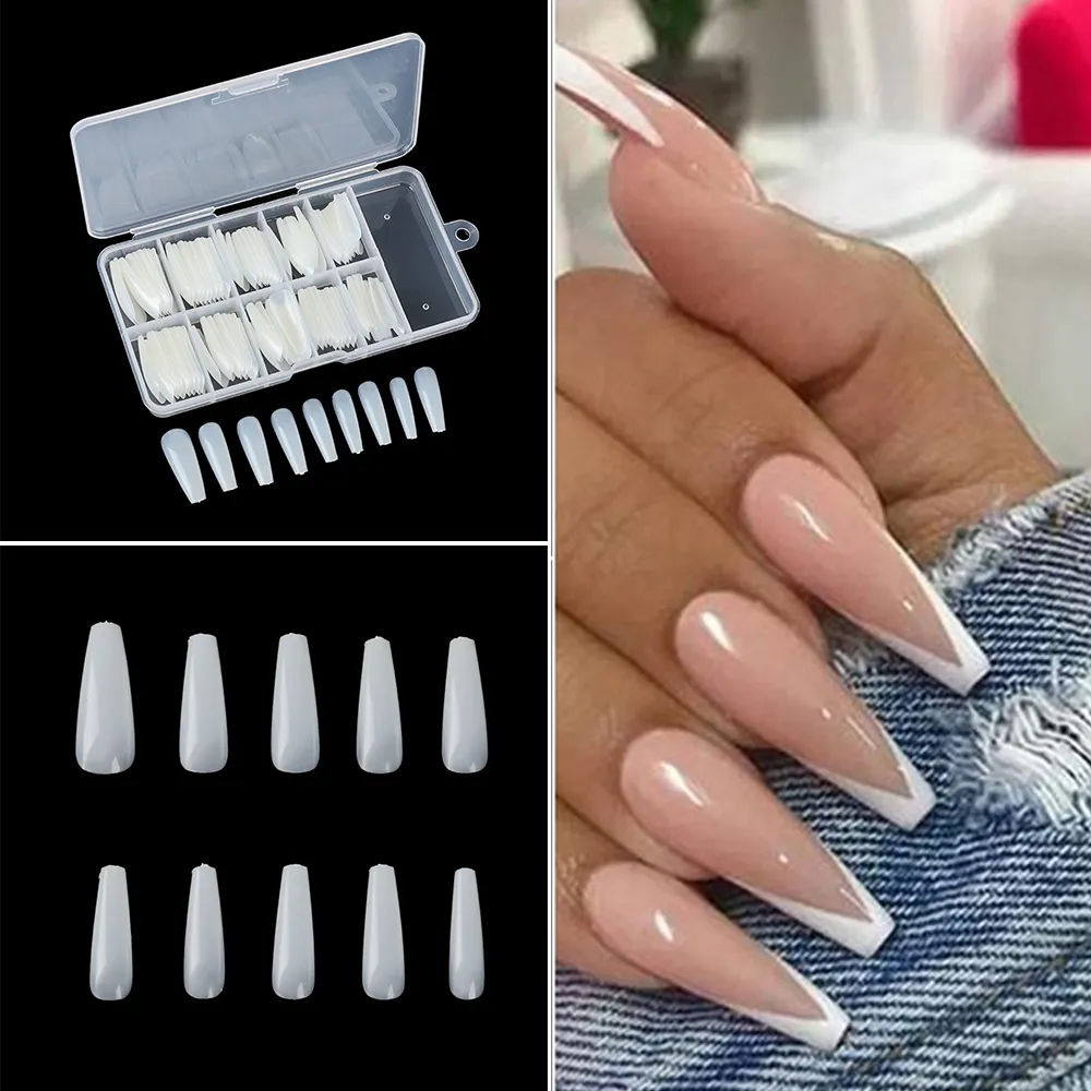 Short Coffin Shaped clear natural color Fake Nails Gel Finish Brown Square  False nails New Ballet faux ongles acrylic nails - AliExpress