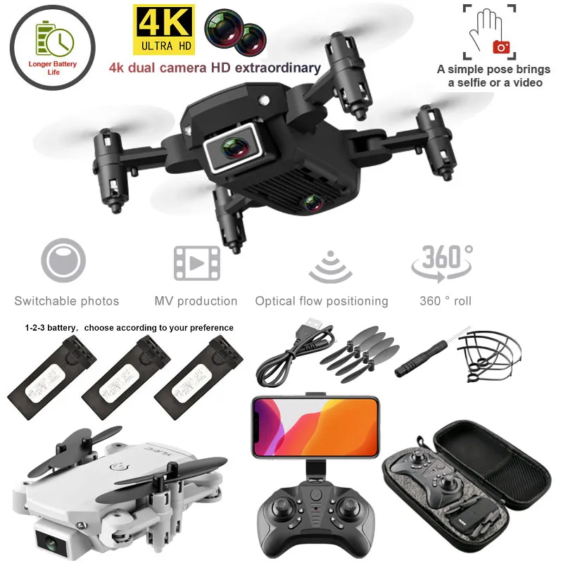 Drone Kamera Drone S66 Mini Katlanır Uzaktan Kumanda 4 K / 720 P Kamera HD Geniş Açı Hava Kamera WIFI FPV Drone Yüksekliği Tutma RC Quadcopter