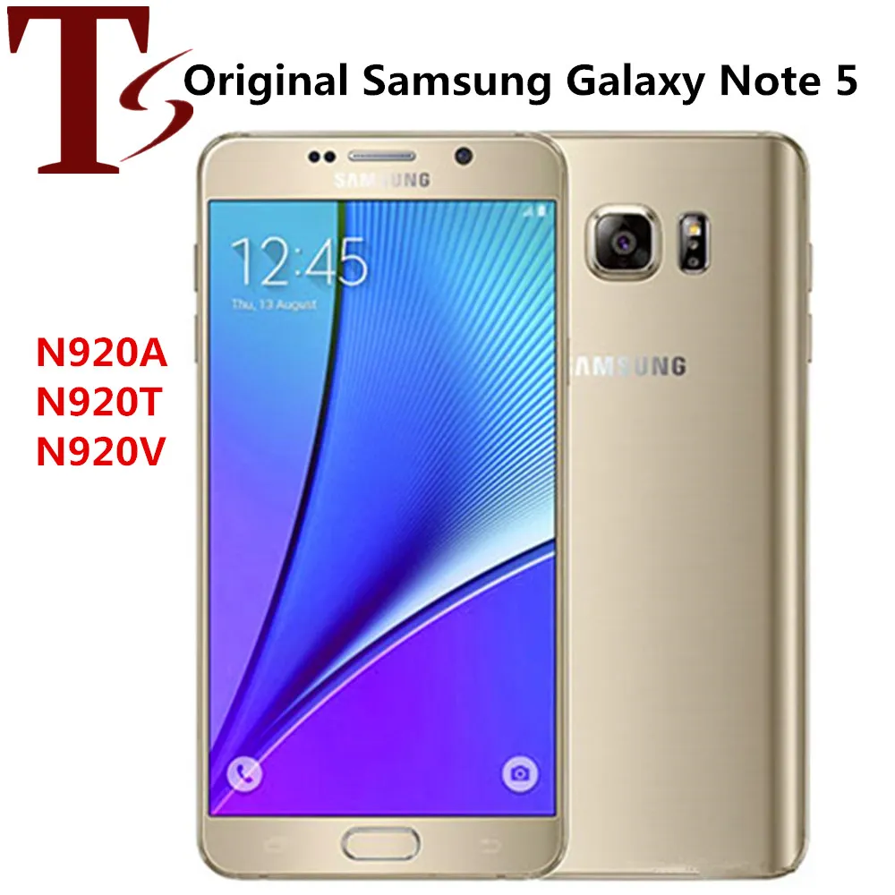 Remis à neuf d'origine Samsung Galaxy Note 5 N9200 N920A N920V N920T 5,7 pouces Octa Core 4 Go de RAM 32 Go de ROM 4G LTE Téléphone 1pc DHL