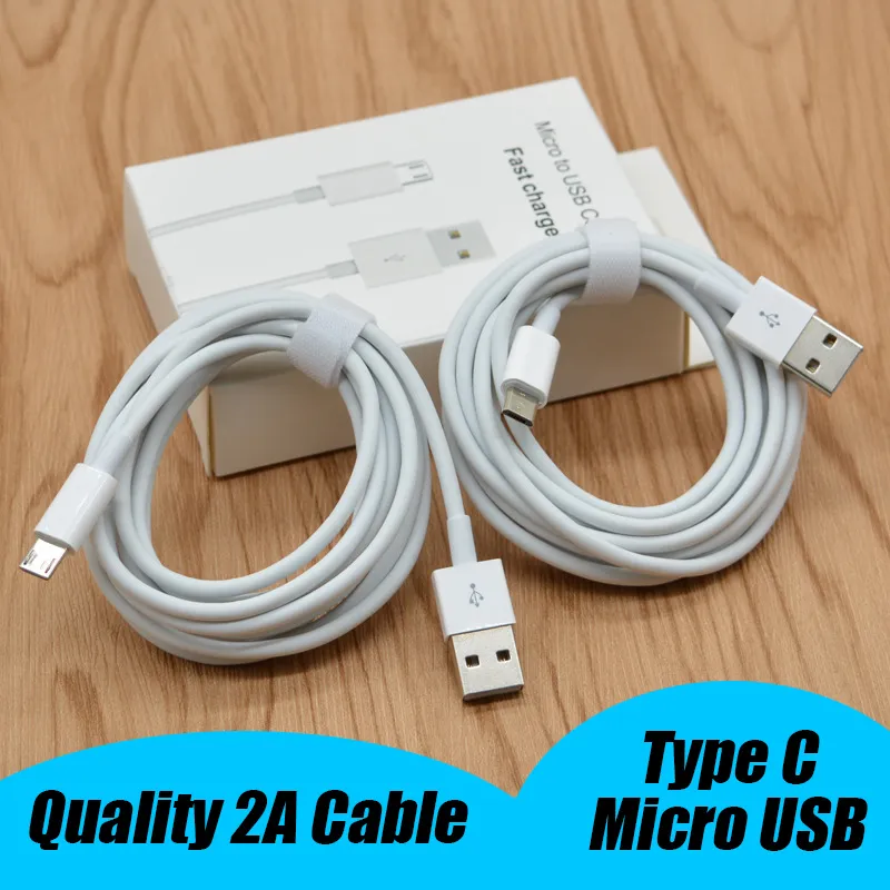 OEM TypeC Micro USB-laddarkabel Typ-C 2A 1m 3fot USB Data Sync Typ C Laddningskabel för Samsung Note10 S9 Plus Huawei