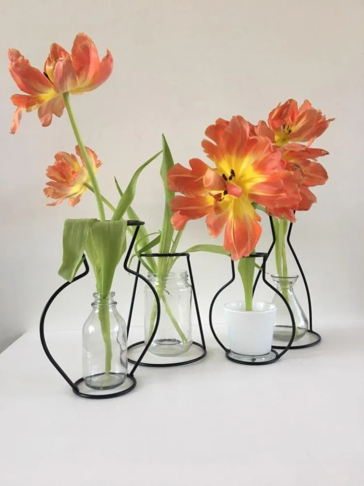 Creative Retro Fer Ligne Fleurs Vase En Métal Plante Titulaire Moderne Solide Styles Nordiques Fer Vase Home Art Jardin Décor sans Bouteille En Verre