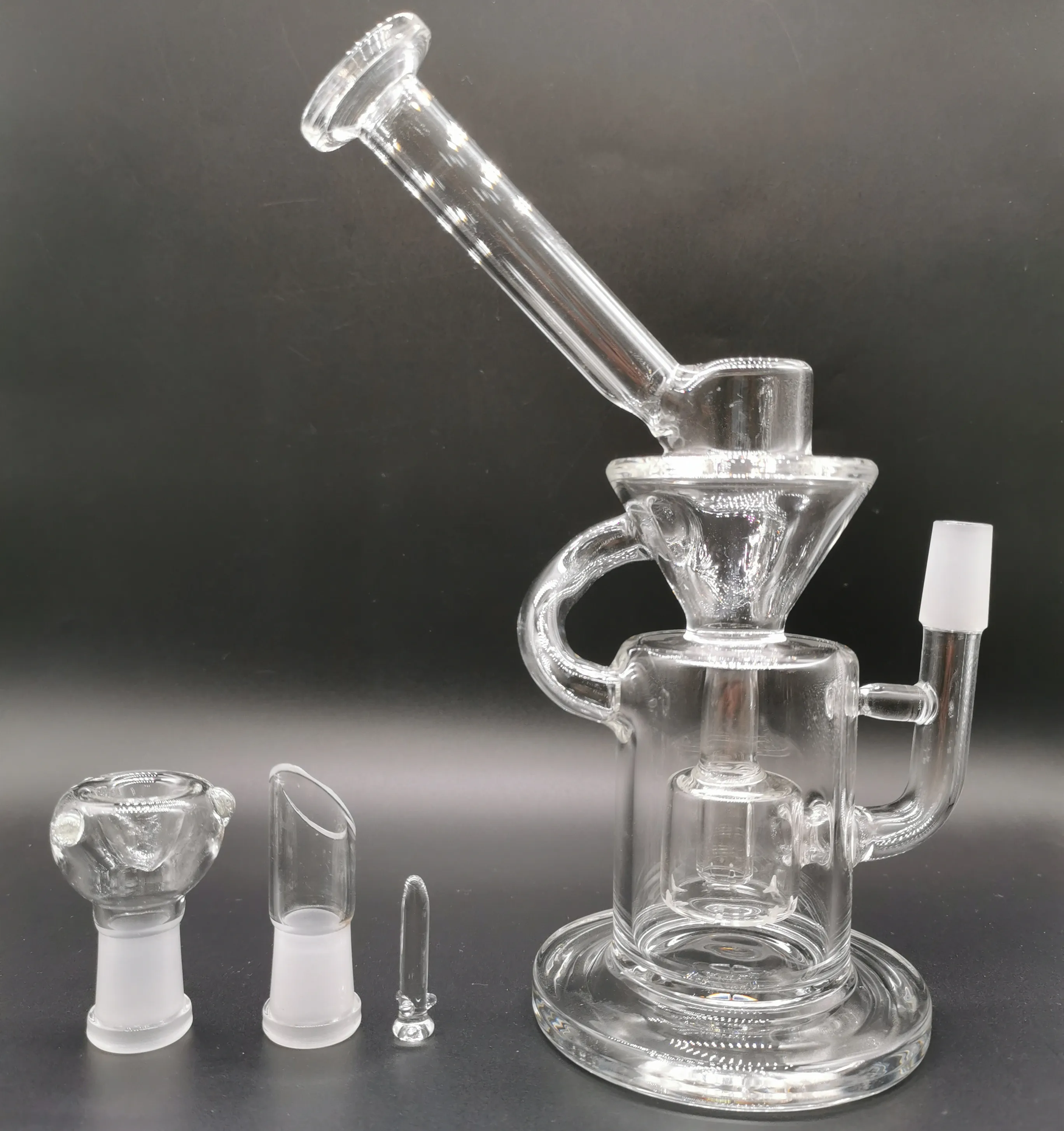 8.7 inch Glass Recycler Bong Hookahs Inline Perc Bent Type dap rig with 14mm Bowl for Smoking chicha Shisha