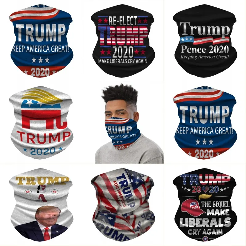 Le maschere degli Stati Uniti Stock Trump American Flag senza saldatura Buff Sciarpa Shield Bandana viso Protezione UV per Moto Ciclismo Equitazione Cerchietti