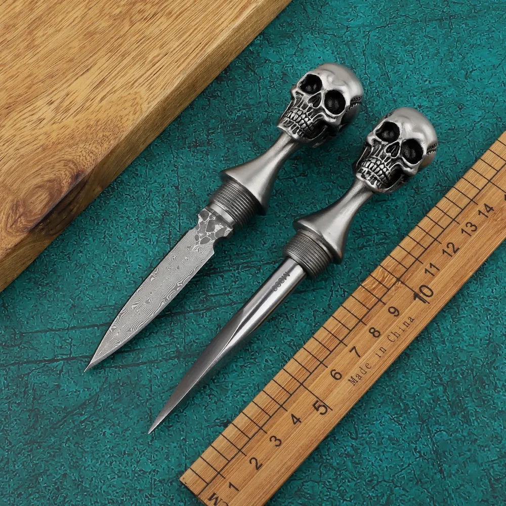 M390 lame crâne outil à main poinçon couteau avec manche en acier inoxydable outil de survie lame fixe couteau à thé EDC