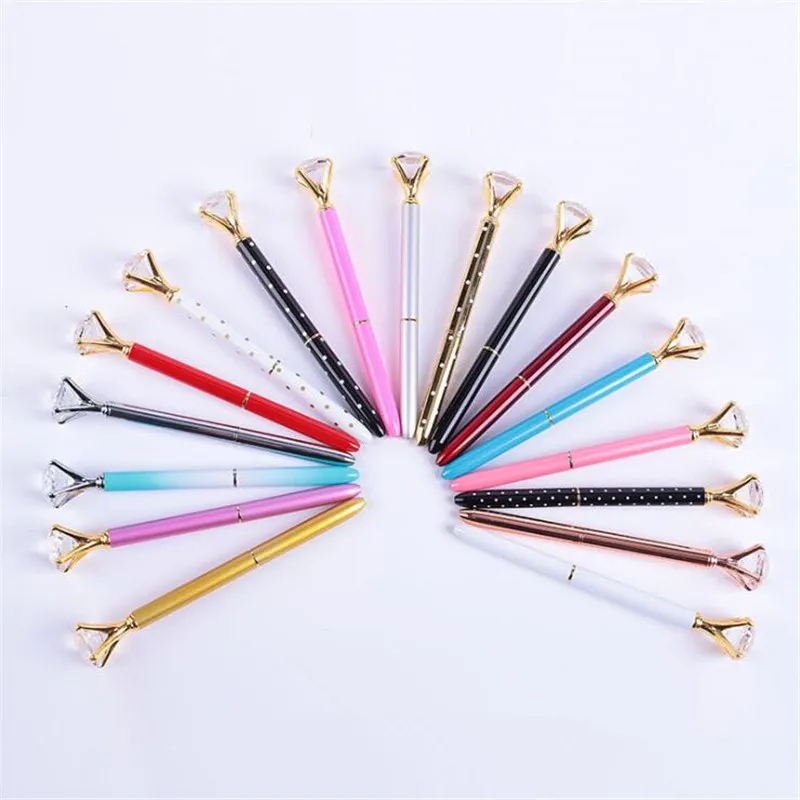 Top Fashion Diamond Ballpoint Pen With Large Crystal Glass Diamond luxury pen Creative School Office Supplies Christmas gifts