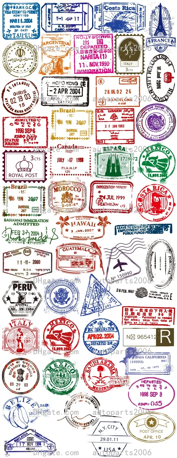 50 Teile/los Transparente Stempel Aufkleber Vintage Poststempel Aufkleber Stempel Reise Siegel Aufkleber für Pad Motor Auto Gepäck Laptop Aufkleber