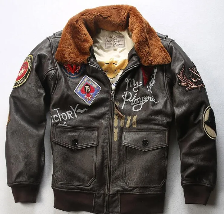 Mens Hand Painted Cowhide Leather Flight Motorcycle Jackets For 