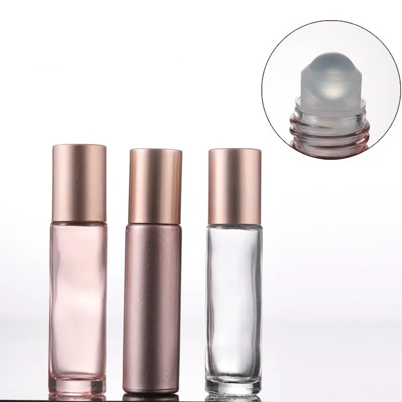 Roze roze gouden roller fles etherische olieples lipgloss tube container oog gel roller fles cosmetische verpakking P265