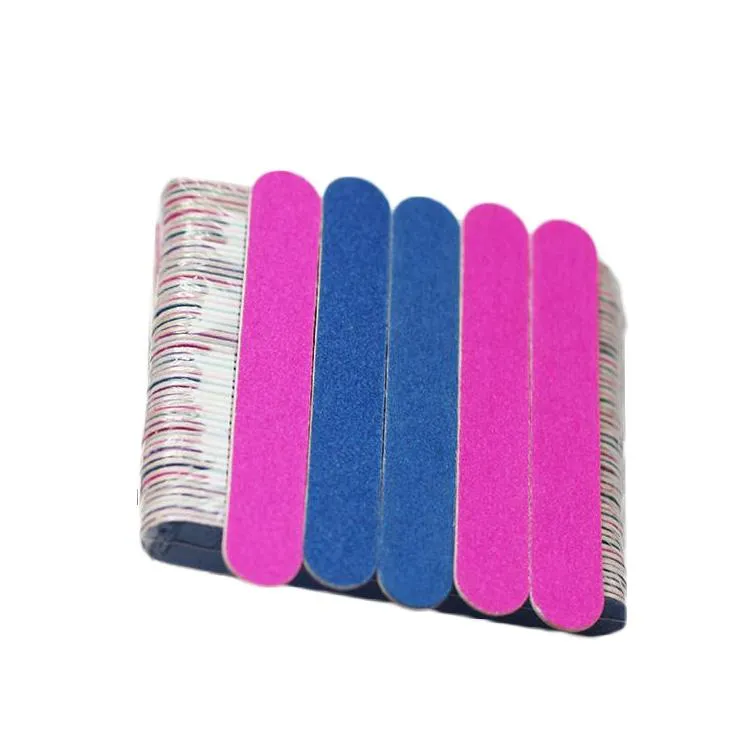 Arquivos de unhas de dupla face descartáveis ​​Arquivo de unha definido manicure ferramentas pedicure grasp 180 240 grão mini nail art curso rosa azul