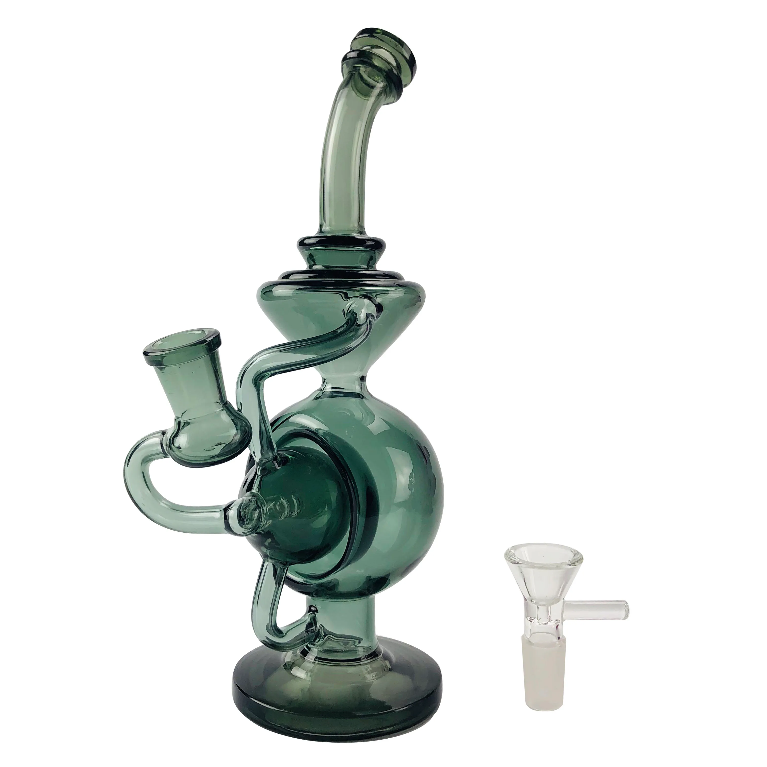 Hellgrüne 8,6-Zoll-Recycler-Dab-Rig-Glaswasserbongs mit 14-mm-Gelenk-Wasserpfeifen für Rauchzubehör