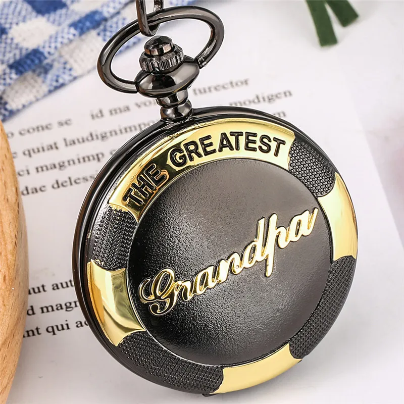 Retro Antique Watches Den största farfar Design Men Analog Quartz Pocket Watch Farfar Gift Pendant Chain Big Rom Number Dial Clock