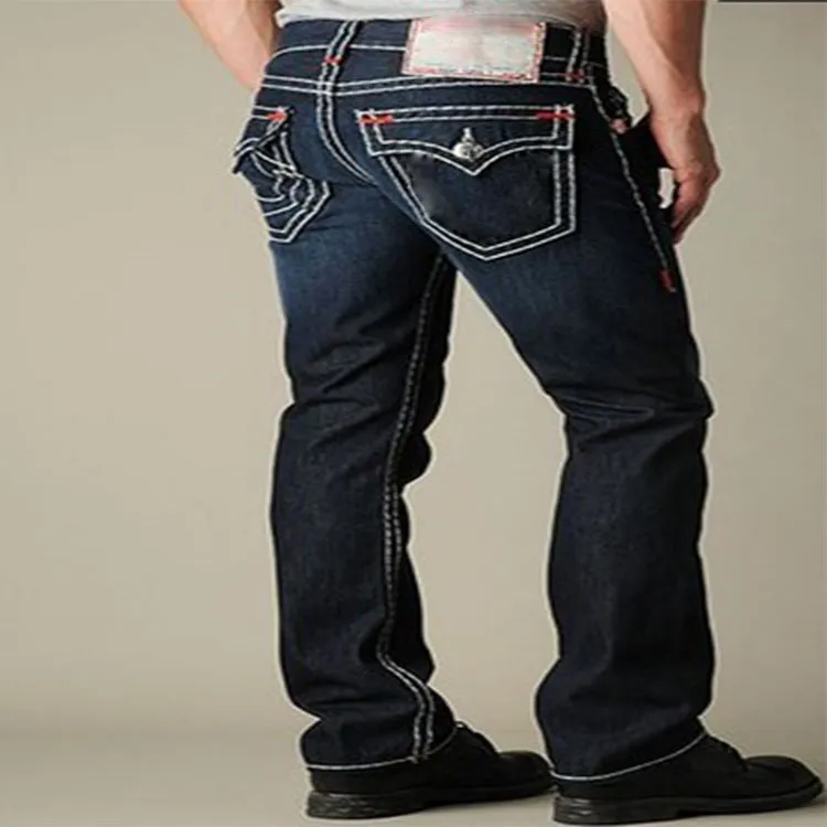 HOT Истинные дизайнерские джинсы мужских Проблемное Ripped Узких Брюки роскошных одежд Тонкого мотоциклов Moto Hip Hop Джинсовый люди RELIGIONING штаны