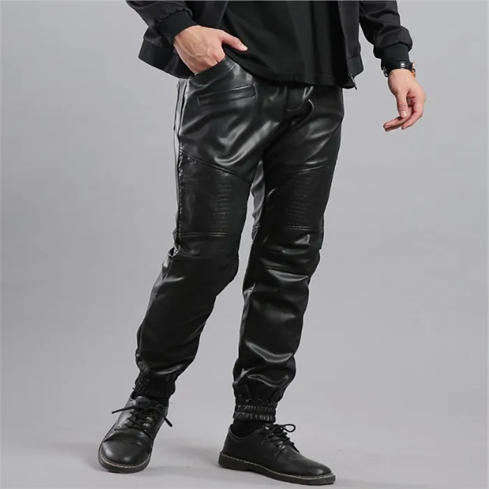 Pantaloni da uomo 3 stili Pantaloni da ciclismo da locomotiva pilota in pelle da motociclista Harem da uomo alla moda casual