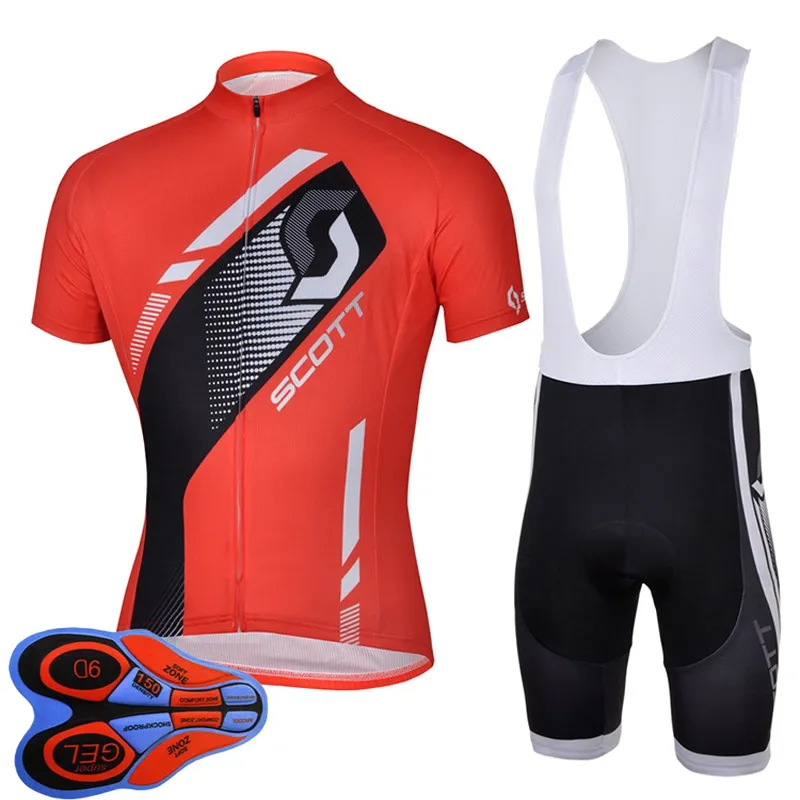 SCOTT Team Ropa Ciclismo Pantaloncini con bretelle in jersey a maniche corte da ciclismo traspirante da uomo Set Abbigliamento da corsa su strada estivo Tuta sportiva da bicicletta all'aperto S210042073