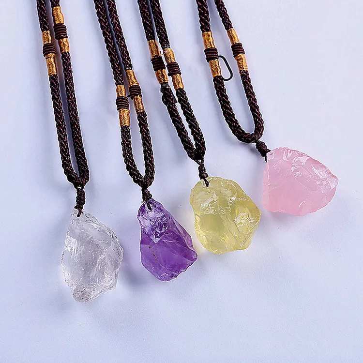 Sept couleur naturelle pierre d'origine enroulement collier Collier multicolore transparente pendentif en cristal
