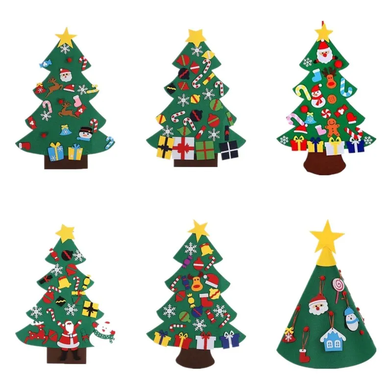 Keçe Noel ağacı DIY İşi Noel ağacı Çocuklar Oyuncak Hediye Yapay Ağacı Noel Duvar Dekorasyon Bebek Eğitim Hediye Keçe