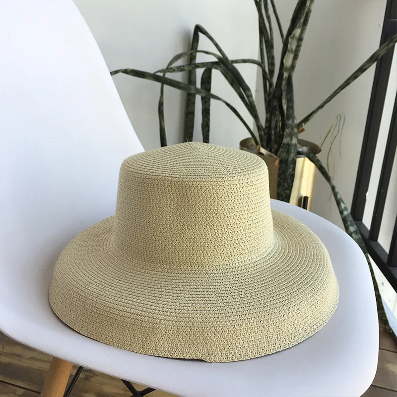 Audrey Hepburn Strohhut, versenkt, Modellierwerkzeug, glockenförmig, breitkrempig, Vintage, hohe vorgetäuschte Fähigkeit, Touristen-Strandatmosphäre_voghion.com