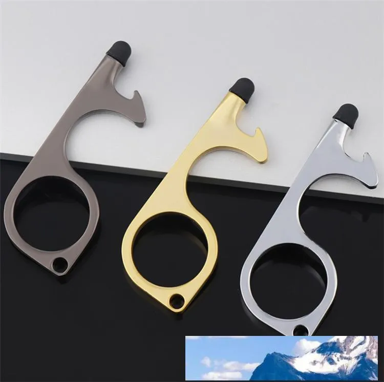 Silicone Keychain Door Opener Tool: Metal Stylus For Touchless Use - Main Image