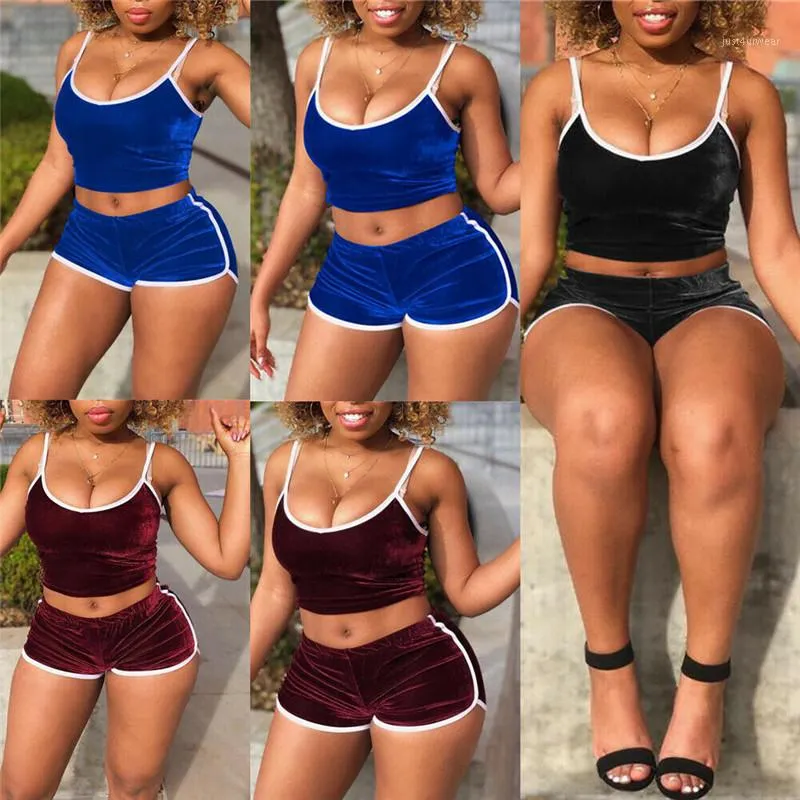 Frauen Sommer Sexy Nachtwäsche Plain Bodycon Crop Tops Shorts Lady Night 2 Stück Weibliche Strand Tragen