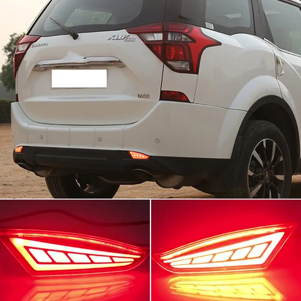 2st LED -reflektorljus för Mahindra XUV500 2018 2019 LED -bakre stötfångslampa bromsande ljus bakre dimlampa