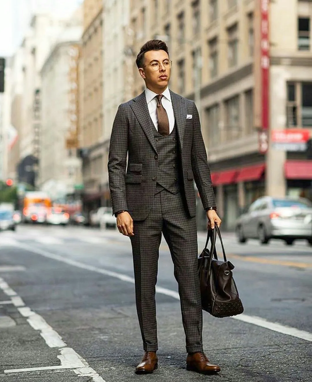 Klasik Ekose Balo Düğün Smokin Slim Fit Blazer Aşınma (Ceket + Yelek + Pantolon) Yaka Erkek Tasarımcı Ceket Örgün Parti Suits Peaked
