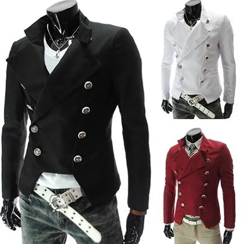 Nouvelle Arrivée Mode Homme Style Européen Double Boutonnage Revers Décontracté Slim Costume Blazer Coat1