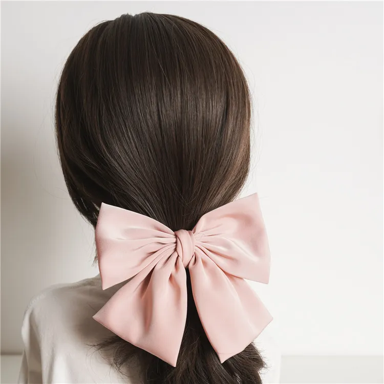 新しい女の子のソリッドカラー大きな弓の髪の装飾品女性生地リボン大コイル締め付け子供の髪ロープヘアリングヘッドドレスS320