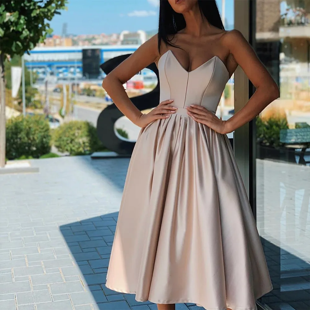 champagne color prom dress