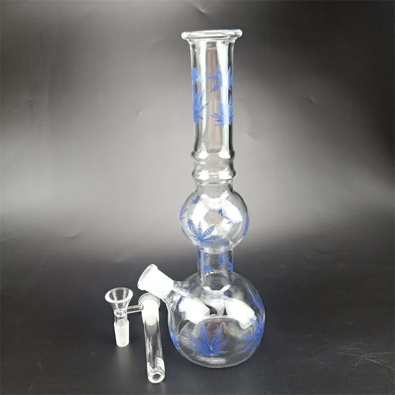 Blue Leaves glass water bongs hookahs 11.4inch gourd type dab rig 18mm joint for smoking accessories