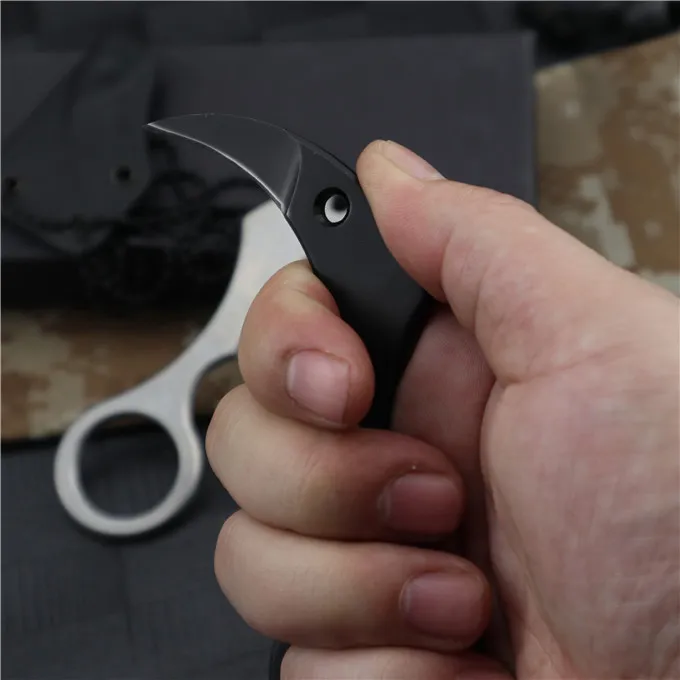 2020 nouveau petit couteau à griffes Karambit 1.29 "D2 lame en acier pleine soie poignée en acier inoxydable couteaux à griffes tactiques avec Kydex