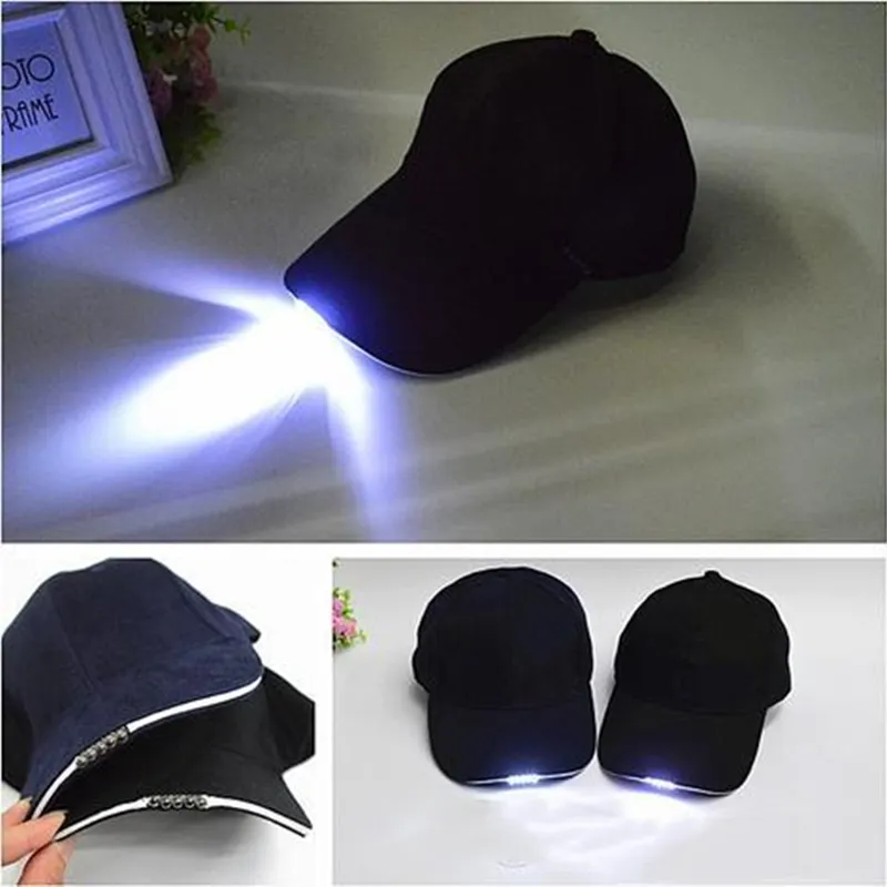 Baseball Caps met LED-verlichting voor wandelen wandelen vissen camping volwassenen heren vrouwen zomer zon vizier hoed zwarte marineblauw camo 3 kleuren