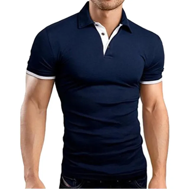 Męskie polozy topy letnia koszula trójnik Slim Fit Fashion Krótki rękaw Stój Kołnierz Tees Męskie Koszule Casual Mens Odzież 2021