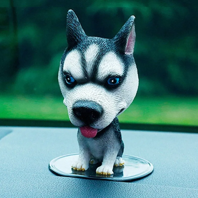 Mini Car Nodding Dog Husky Funny Shaking Shake Head Toys Cute