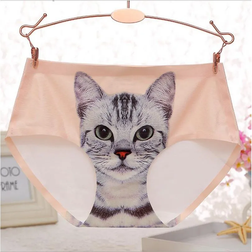 2016 3D Printed Sexy Pussy Cat Panties Pink Womens Bragas Calcinha Briefs  Culotte Femme Bragas Transparent Ladies Silk Underwear TjSP# From  Tianmuwin, $25.87
