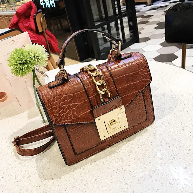 Designer- 2020 nuove borse a tracolla in alligatore Borse a catena da donna di lusso Pu Leatehr Borsa a tracolla per le donne Borse piccole con patta Famale