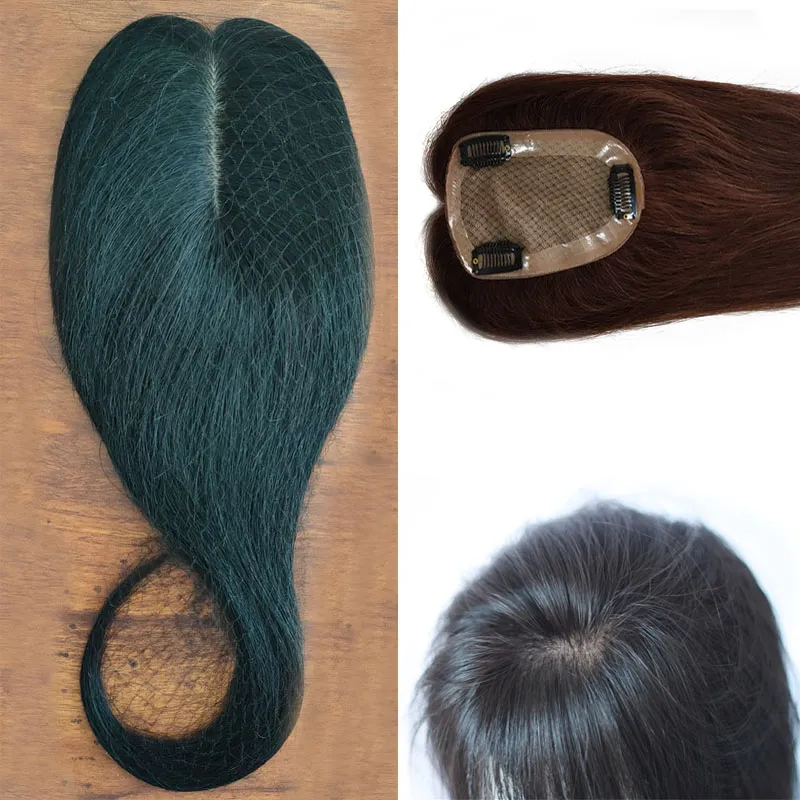 Human Remy Hair 14*16 Toupee Hair Extensions Natural and Brown Color, 3pcs one Lot, free DHL