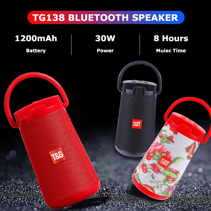 30W High Power TG138 Speakers Outdoor Waterproof Portable Stereo Wireless Bluetooth Speaker Car Subwoofer FM Radio TF Card USB