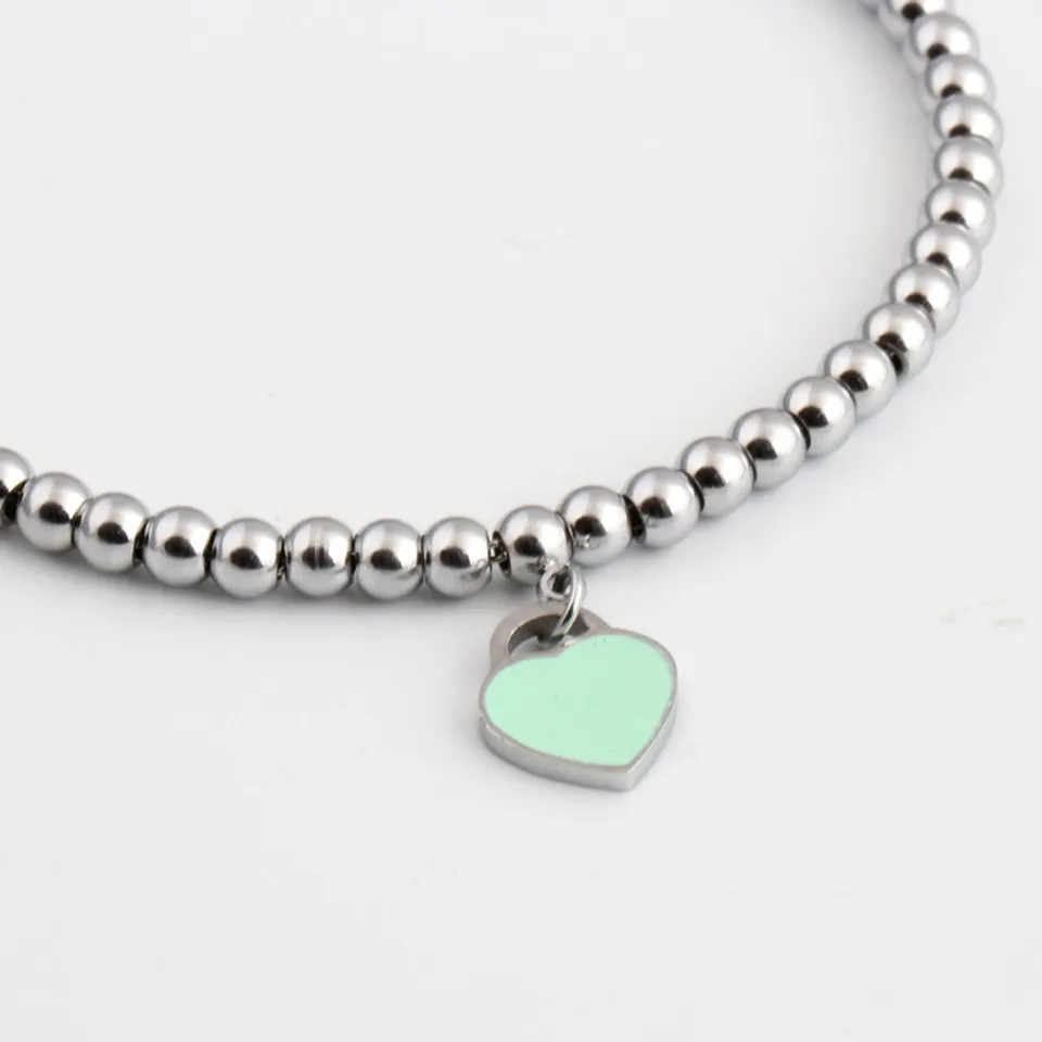 wholesale Hot Titanium Steel Bracelets classic Jewelry Heart Bracelet For Women Charm beads Bracelet pulseiras Jewelry