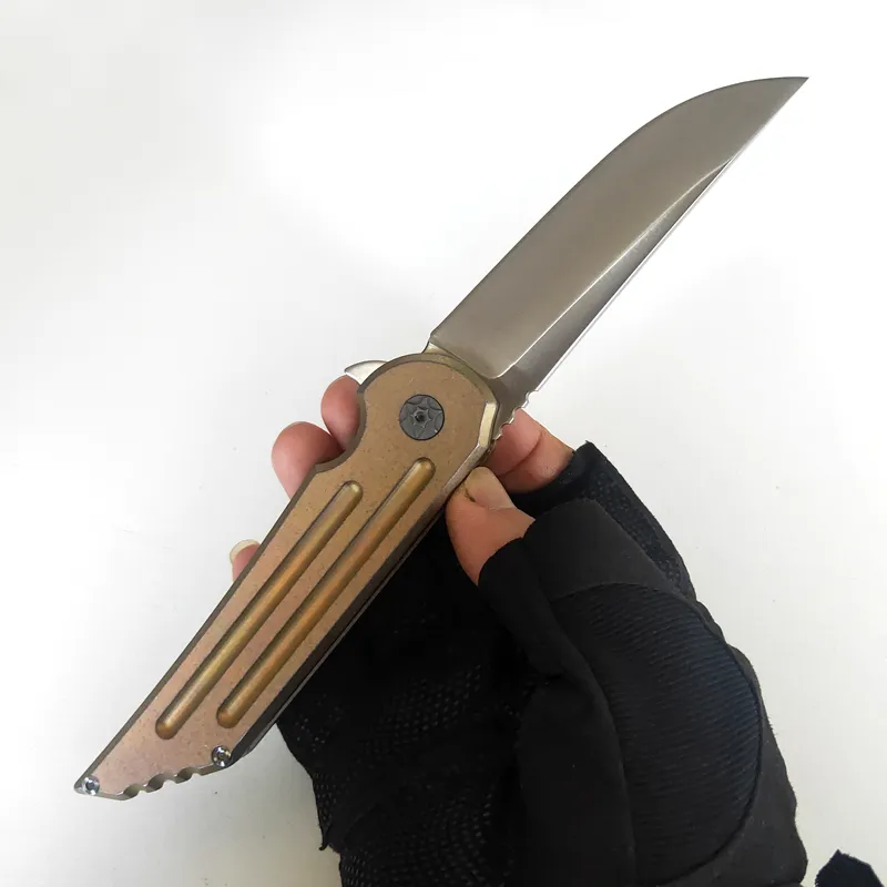 Begränsad anpassningsversion Kwaiback Folding Kniv Slipning S35VN Blad Anodiserad Titanhantering Knivar Pocket EDC Utomhus Taktiska Camping Jaktverktyg