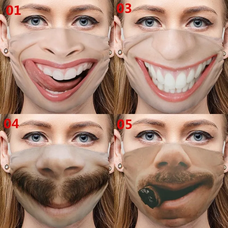 Eğlence İfade Solunum İfade Bıyık Diş Puro Pamuk komik Burun mascarilla Dil Ağızlar Yıkanabilir Yüz maskeleri Yeniden kullanılabilir 4 mg C2