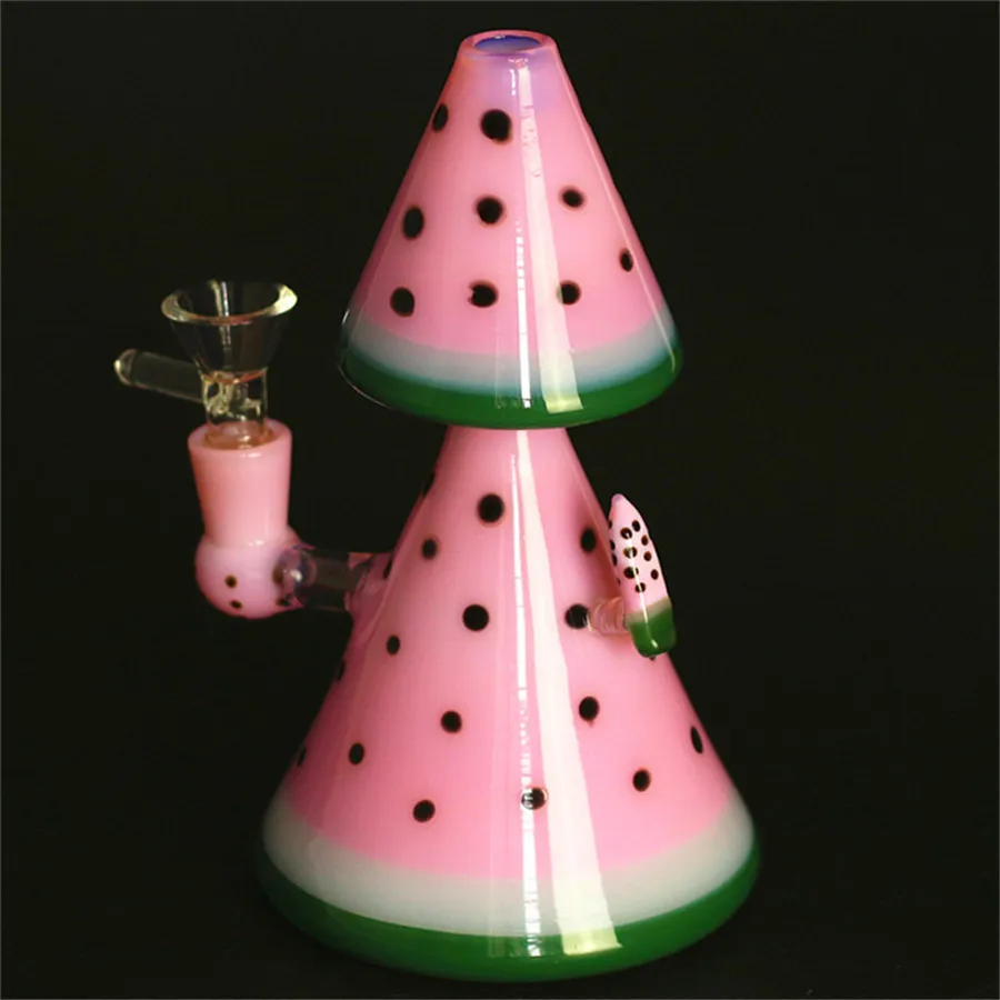 8 inç Karpuz Dab Rig nargile ile 14mm Kase Perc Cam Bong Heady Mini Boru Balmumu Yağ Kuyuları Fıskiye