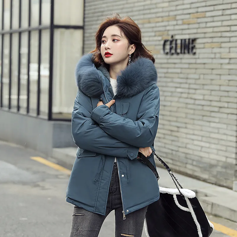 LUZUZI Invierno 2020 Nueva Chaqueta Corta Para Mujer Parka De Moda Coreana Para Mujer Cuello De Piel Con Capucha Gruesa Calida Chaqueta De Invierno Para Mujer De 37 15 DHgate