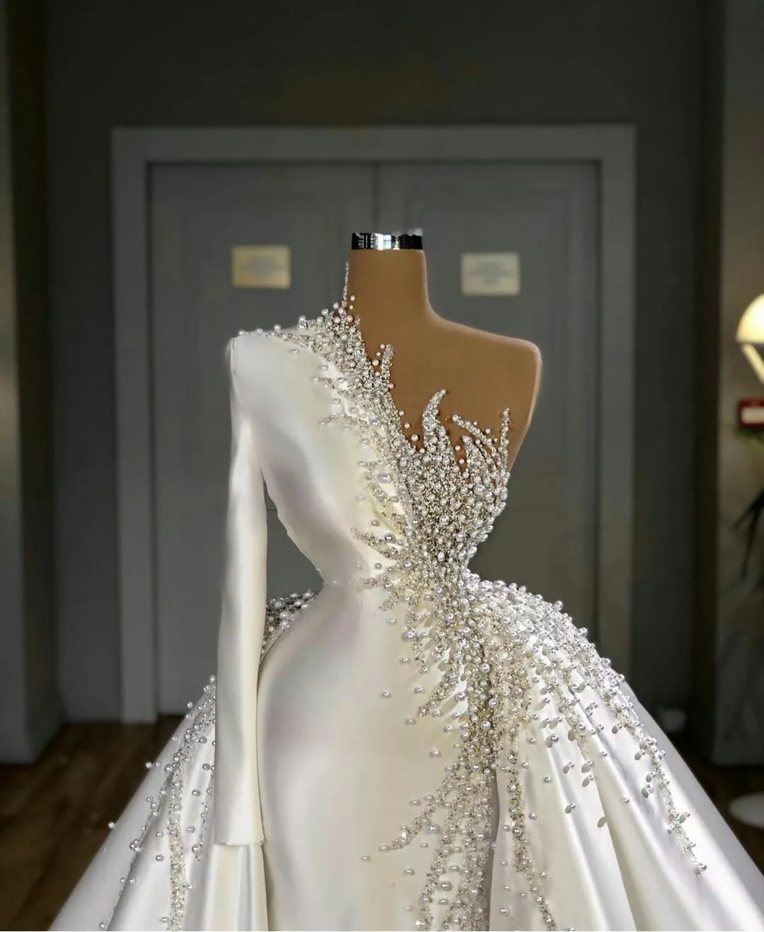 Pearl White Strapless Sparkly Prom Dresses Sheath Formal Dress Mermaid –  SheerGirl