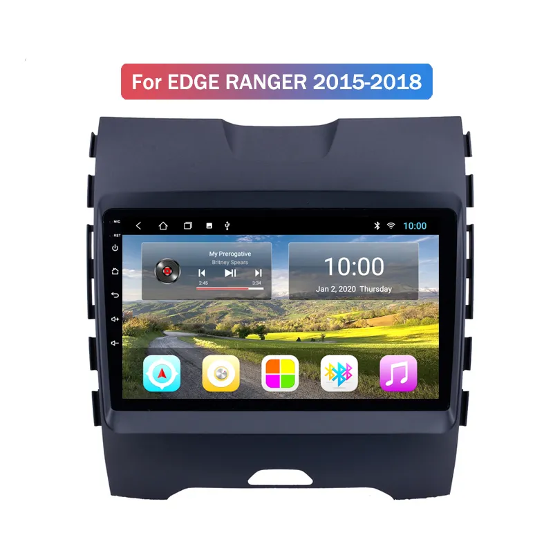 Автомобиль Аудио Видео Видео Стерео для Ford Edge Ranger 2015-2018 Радио GPS WiFi Вид сзади Камеры DVR SWC 2 + 32G Android Quad Core 9 "