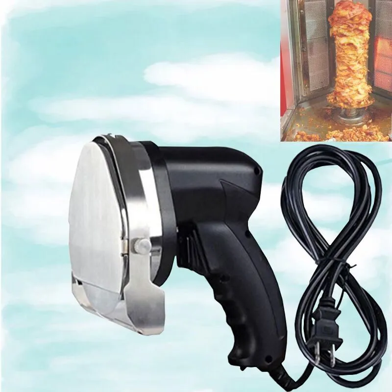 Elektrikli Kebap Dilimleme Döner Bıçağı Shawarma Kesici el kızartma Et kesme makinesi Gyro Bıçak 220-240V 110V İki bıçakları