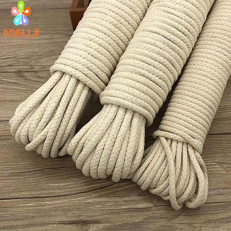 HOT Braided Waxed Cotton Rope Thick 4/5/6/8mm Strong Stretch