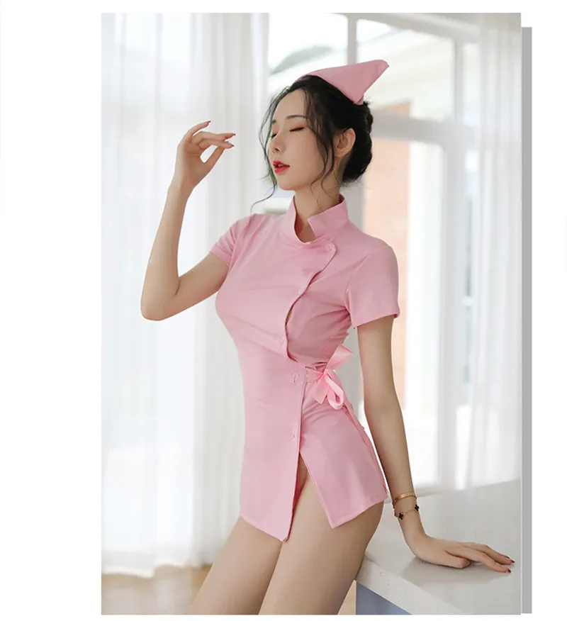Womens Designer Nurse Uniform Sexy Set Turn Down Collar Tops Briefs Suits  Women Solid Color Sets From 21,11 €