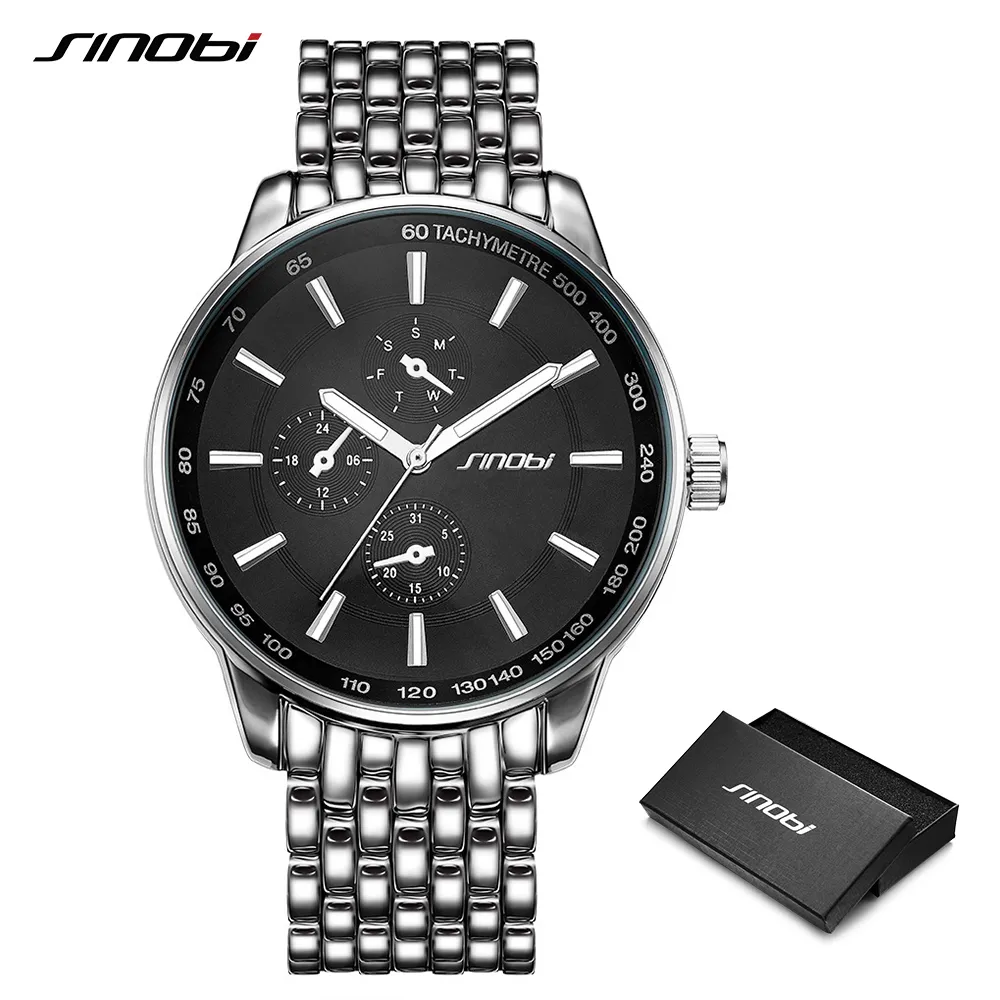 Sinobi Topmerk Luxe Mannen Damesmode Casual Rvs Horloge Zwart Sport Geneva Horloges Dropship Relogio Masculino CX200720