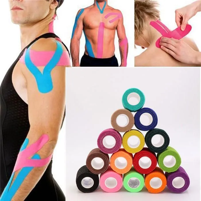 Cores Cores Kinesiologia Tape Atlético Tape Esporte Recuperação Fita Cintilando Ginásio Fitness Tennis Running Knee Muscle