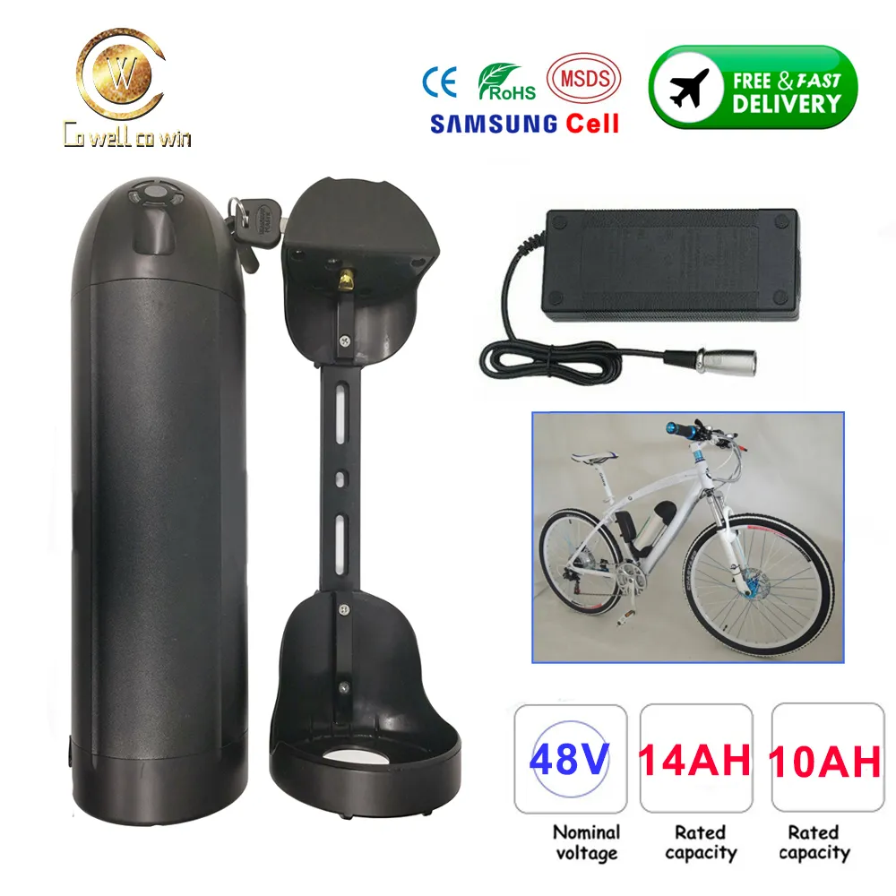 Electric Bicycle 48 V Battery 10AH 14AH Water Bottle Kettle Ebike Batteries With Samsung 35E 18650 Cell For 48V 750W Bafang